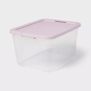 66qt Clear Latching Storage Box Lavender Splash