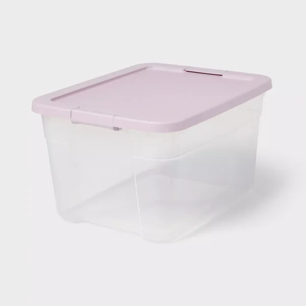 66qt Clear Latching Storage Box Lavender Splash