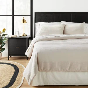 3pc Slub Center Stripe Comforter Set Twilight Taupe