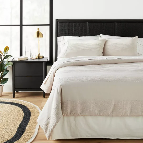 3pc Slub Center Stripe Comforter Set Twilight Taupe